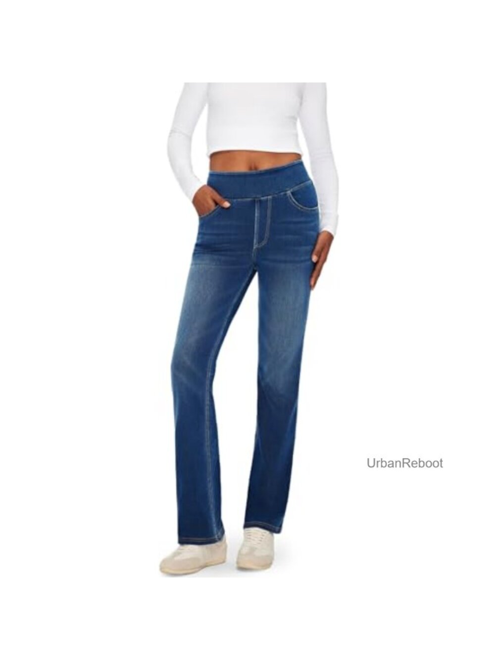 High Waisted Bootcut Stretchy Pull-On Jeans for Women